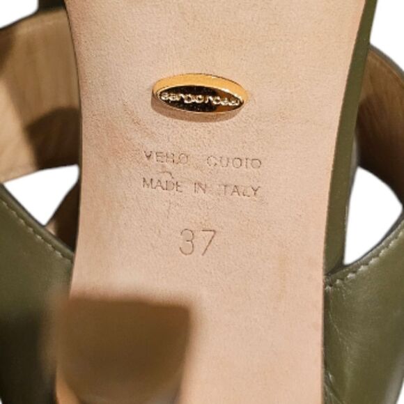 SERGIO ROSSI Olive/Tortoise‎ Sandals Heels - Size 37/7 - Picture 9 of 9